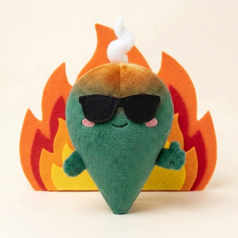 Crispy surrounded by flames, cool and unbothered
